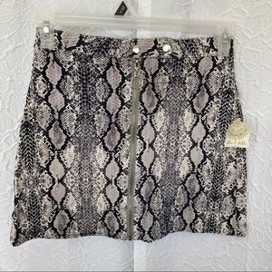 Altar’d State Snake Print zip front Skirt